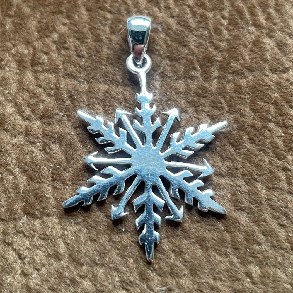Sterling Silver Snowflake Pendant Stamped